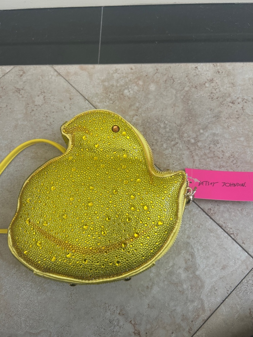 Betsey Johnson Kitsch Peeps Yellow Chick Rhinestone Easter Crossbody Bag NWT